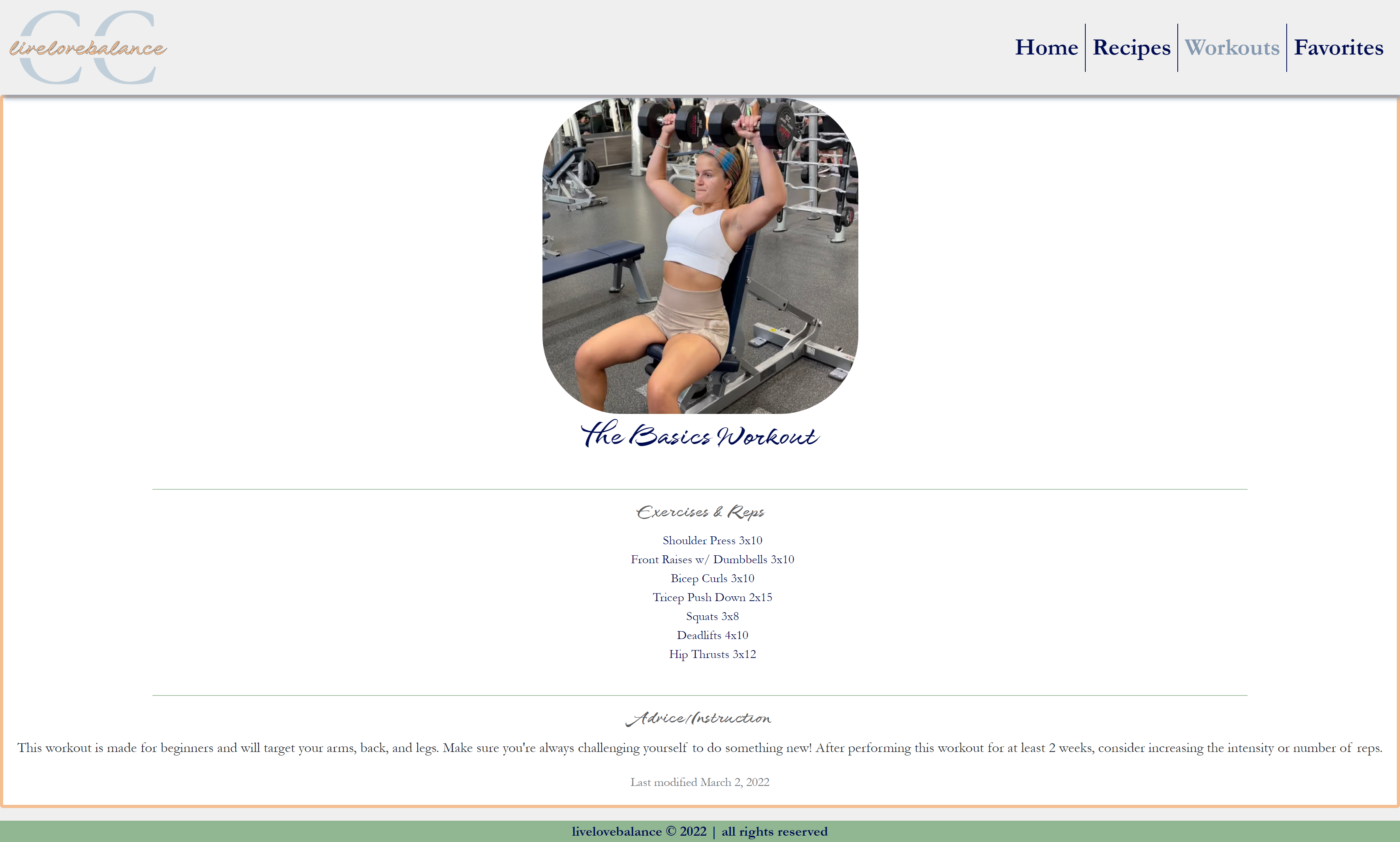 llb basics workout page